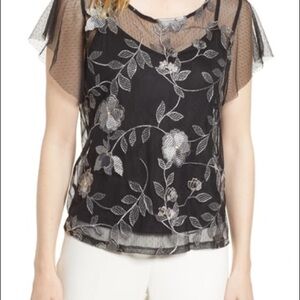 🆕Vince Camuto Embroidered Swiss dot Blouse